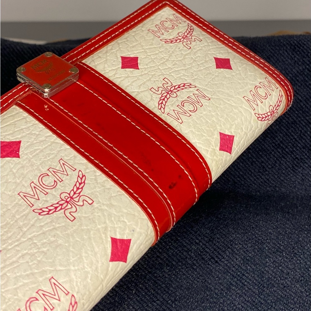 MCM wallet red and cream authentic
